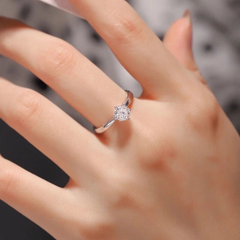 Bague Moissanite 0.3ct Femme - Argent 925 Plaqué Or Anneau Éternité Mariage