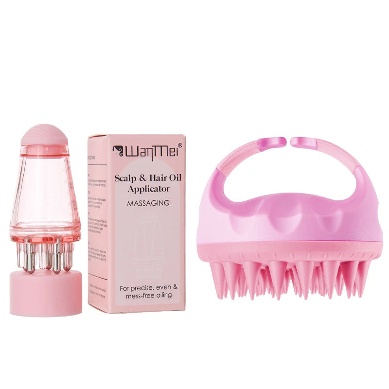 Set Soin Cuir Chevelu Professionnel 2/3 Pièces - Brosse Massage et Applicateur Huile | Croissance Cheveux