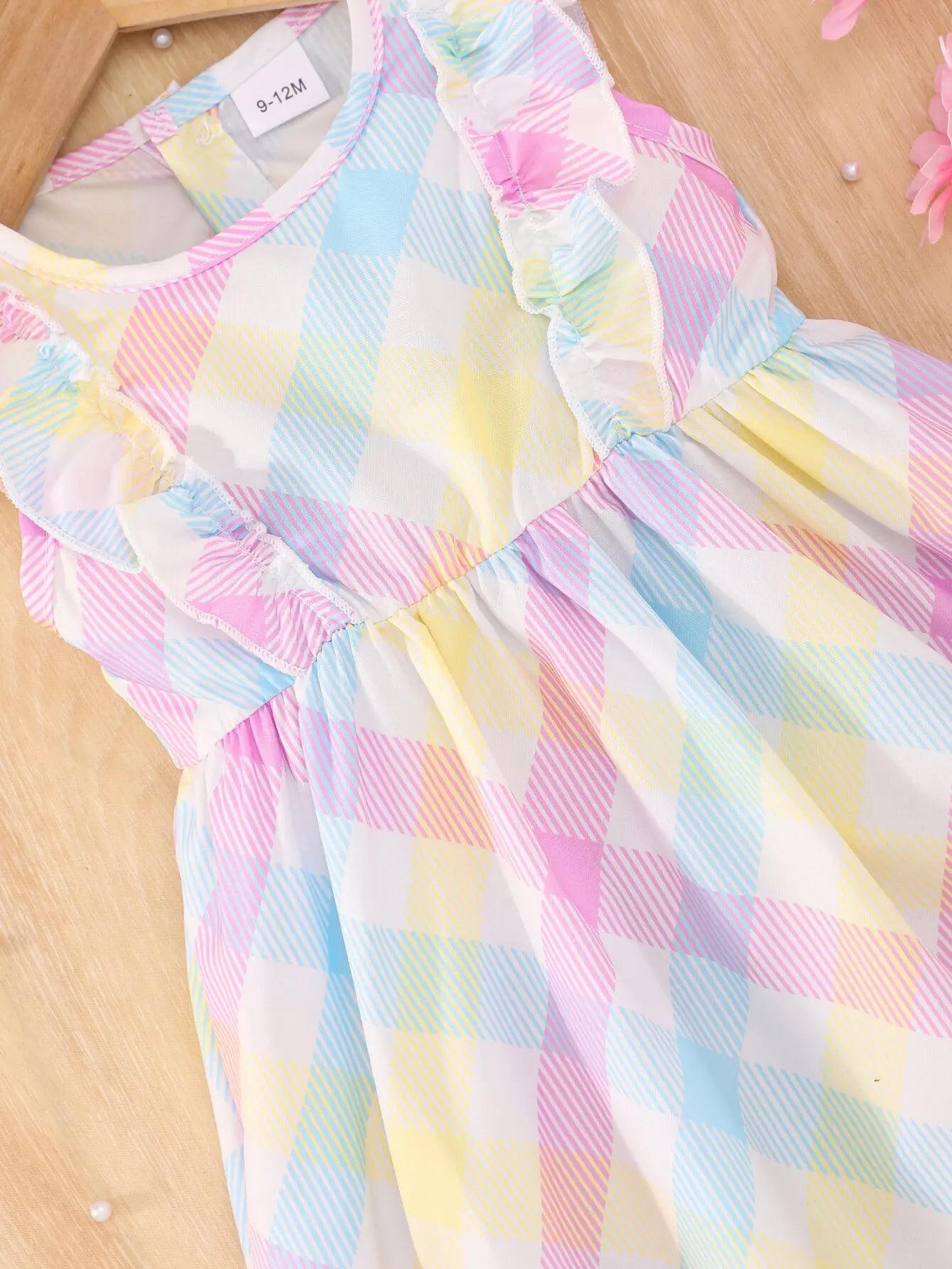 Robe Bébé Fille Été - Robe Sans Manches Carreaux Rose Bleu 18-24 Mois Voyage Vacances