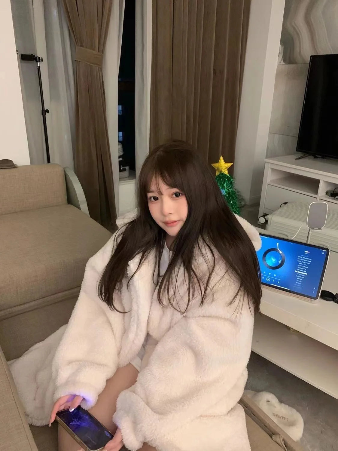 Peignoir Femme Polaire Oreilles de Lapin - Robe de Chambre Douce Automne Hiver - Homewear Cartoon