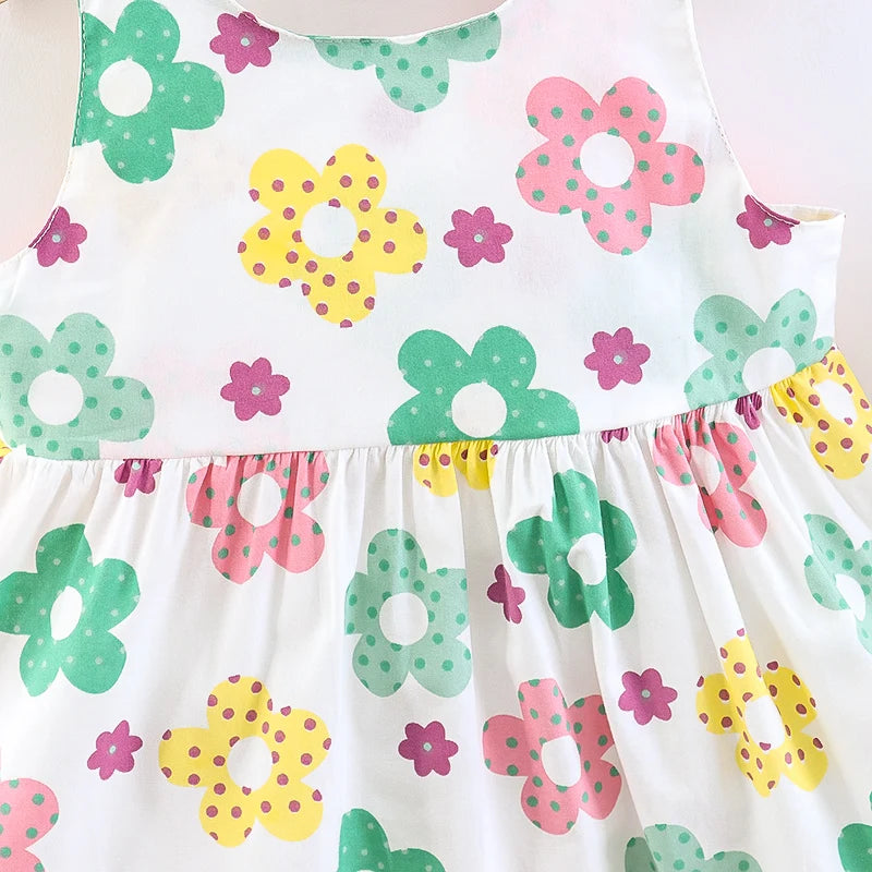 Ensemble Bébé Fille Été - Robe Princesse Florale + Chapeau Nœud 2 Pièces 3-6 Mois