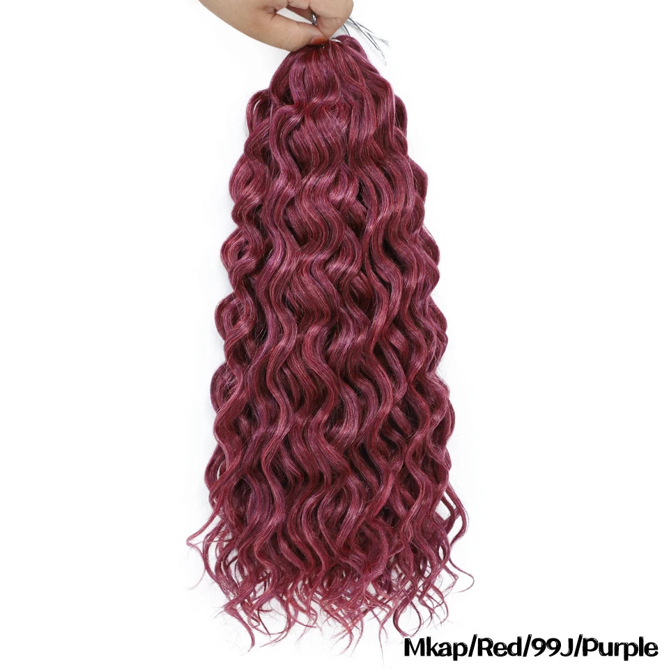 Extension Tresses Hawaii Curly Ocean Wave - Mèches Crochet Synthétiques Afro Bouclées Ombré Rose Water Wave