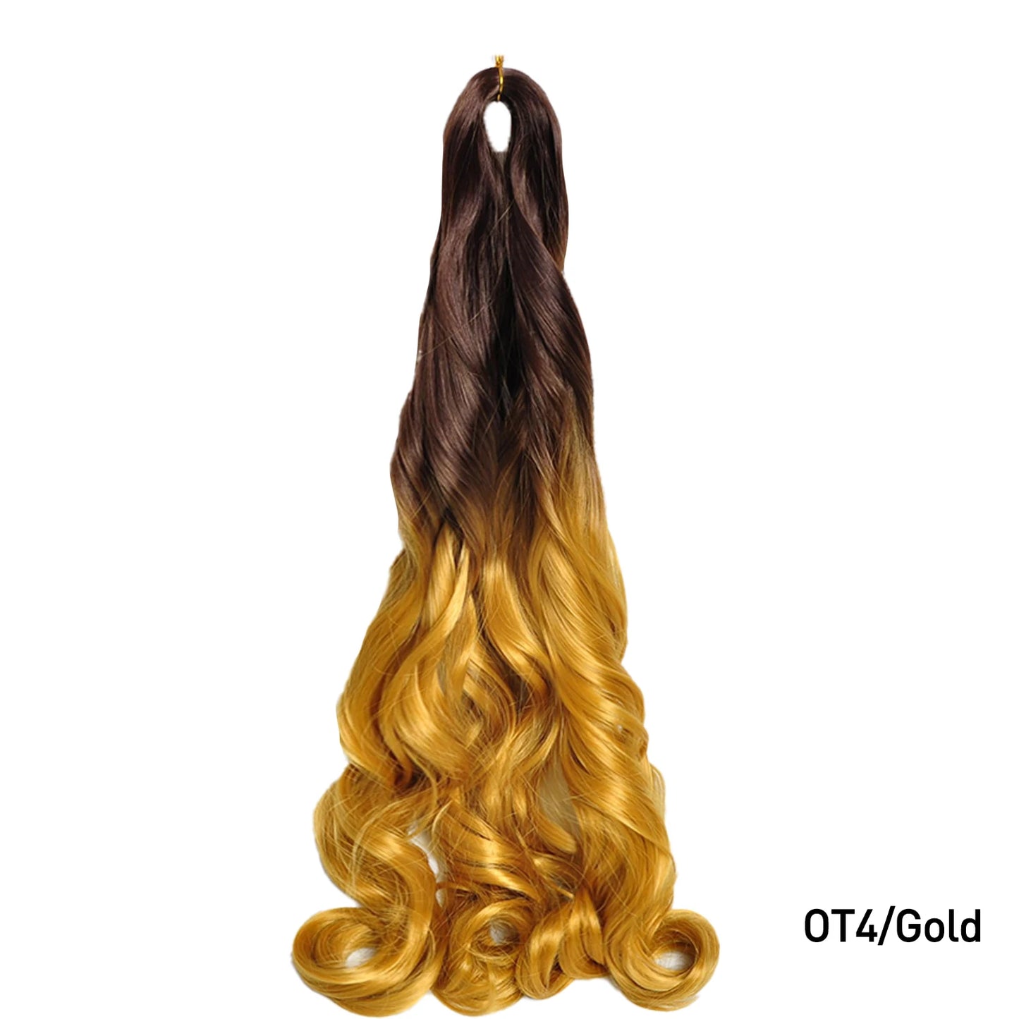 Extension Tresses French Curls Pré-Étirées - Mèches Synthétiques Loose Wave Spiral Curl Haute Température Ombré