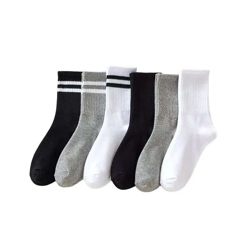 6 Paires Chaussettes Sport mixte - Chaussettes Rayées Coton Absorbantes | Printemps Été Décontractées
