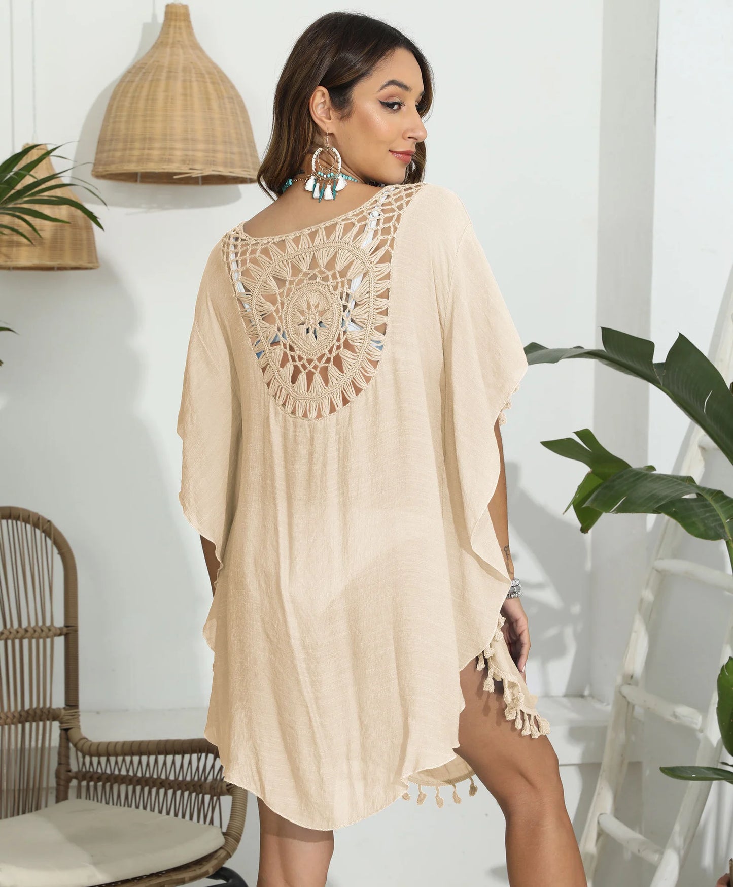 Robe de Plage Crochet Femme - Bikini Cover Up Monochrome Sexy