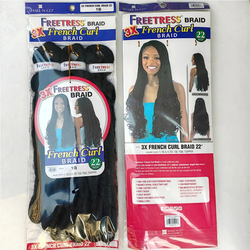Extension Tresses French Curly 22 Pouces - Mèches Synthétiques Ondulées Loose Weave 3 Paquets