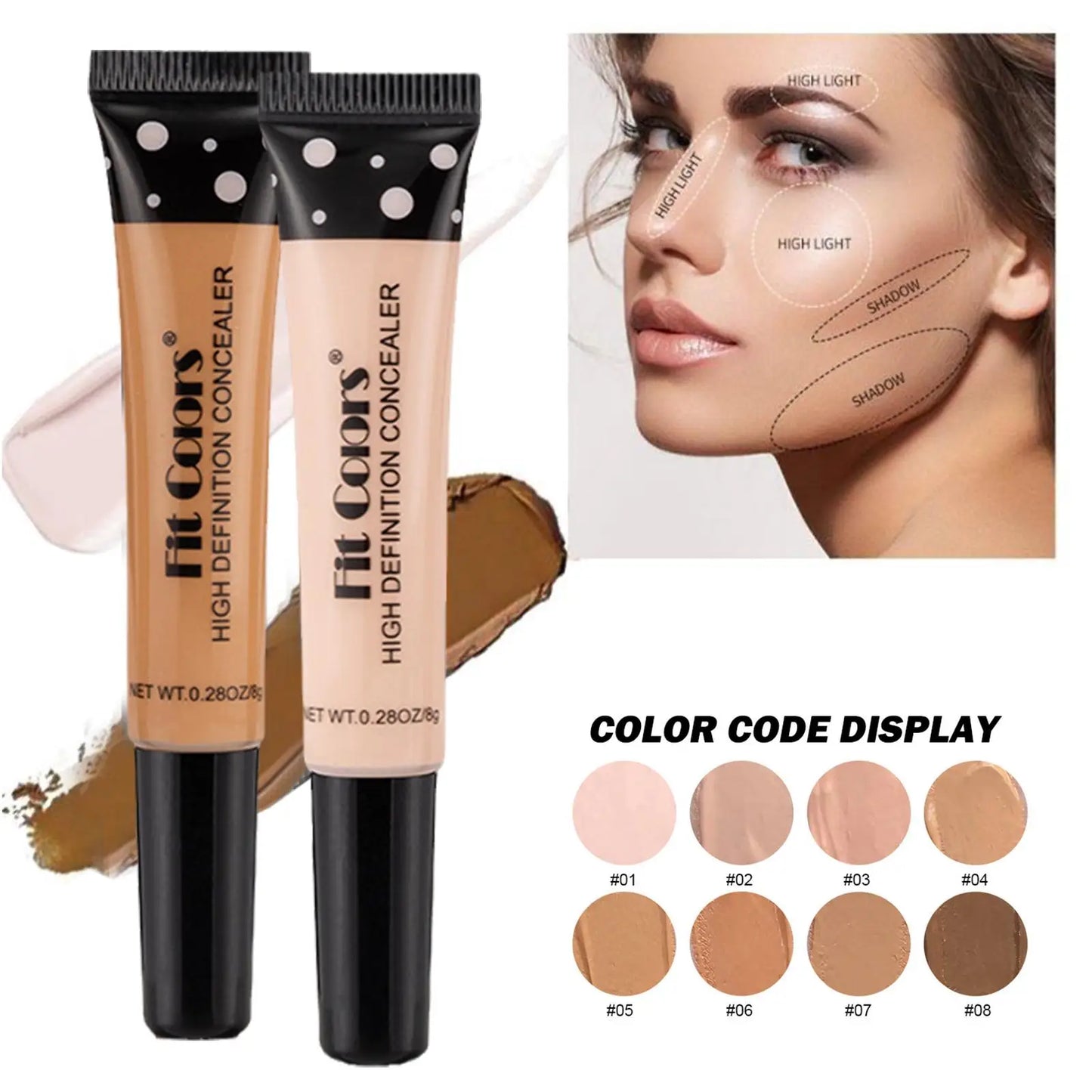 Correcteur Contour Visage Liquide Waterproof Couvrance Totale Fond de Teint Palette Base Maquillage Professionnel Peaux Foncées