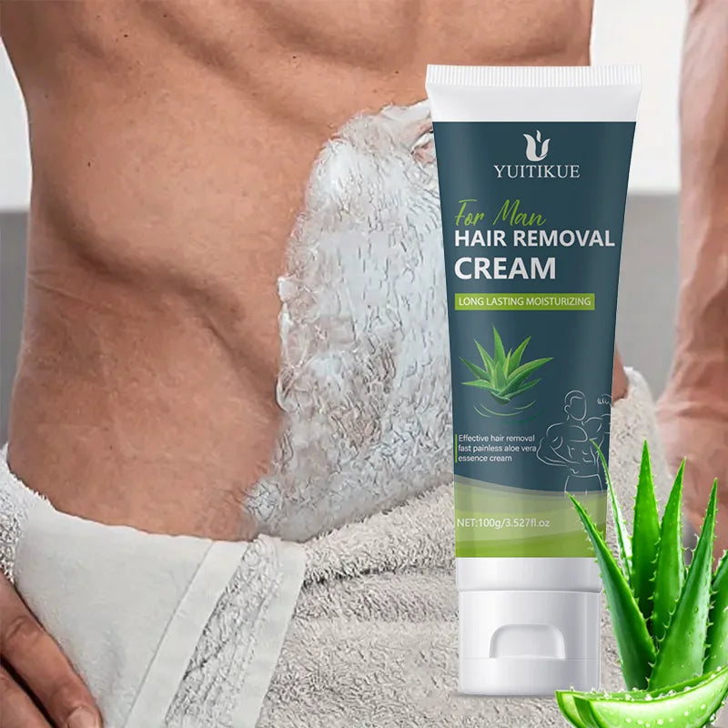 Crème Dépilatoire Homme 100g - Douce Peau Sensible Usage Corps Entier Hydratante Longue Durée Peau Soyeuse