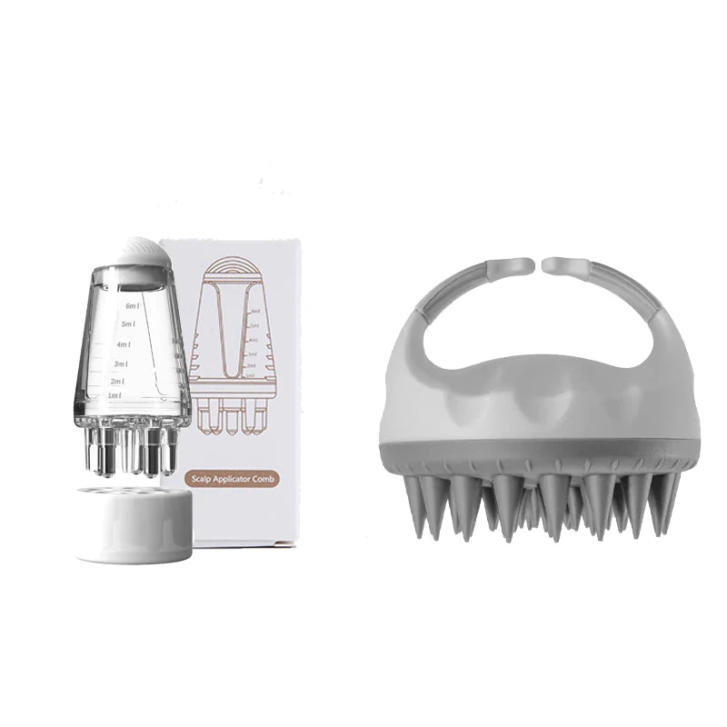 Set Soin Cuir Chevelu Professionnel 2/3 Pièces - Brosse Massage et Applicateur Huile | Croissance Cheveux