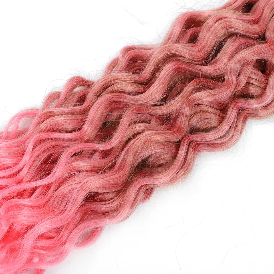 Extension Tresses Hawaii Curly Ocean Wave - Mèches Crochet Synthétiques Afro Bouclées Ombré Rose Water Wave
