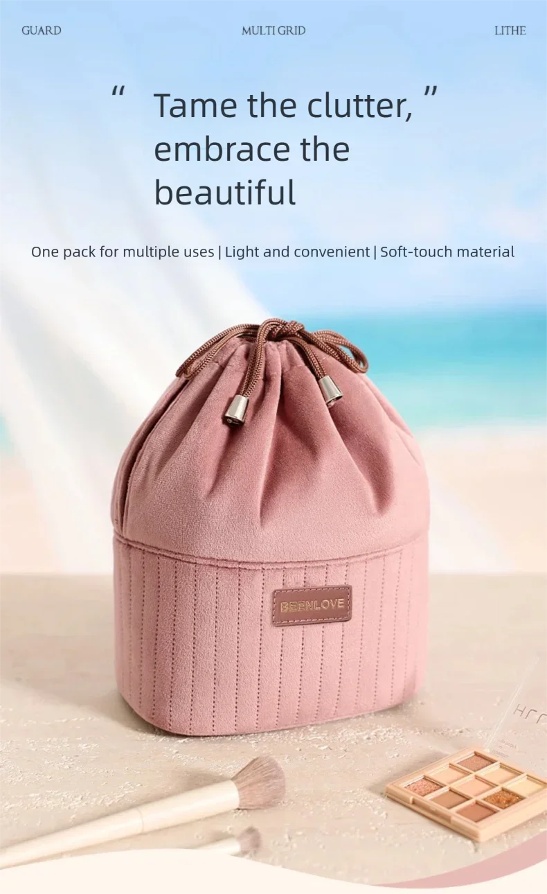 Sac Cosmétique en Velours Grande Capacité Trousse de Maquillage Voyage Multifonctionnelle Portable avec Zip Élégant pour Usage Quotidien