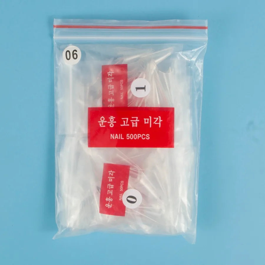 Lot 500 Capsules Ongles Stiletto Courtes XS Faux Ongles Manucure Nail Art Design 10 Tailles Acrylique Capsule