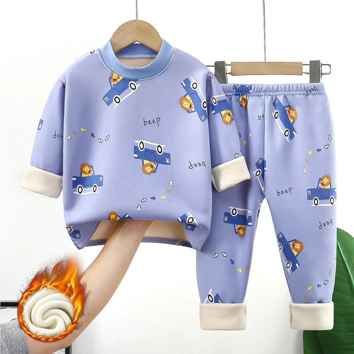 Pyjama Enfant Cartoon Automne Hiver - Ensemble 2 Pièces Épais & Chaud Col Rond