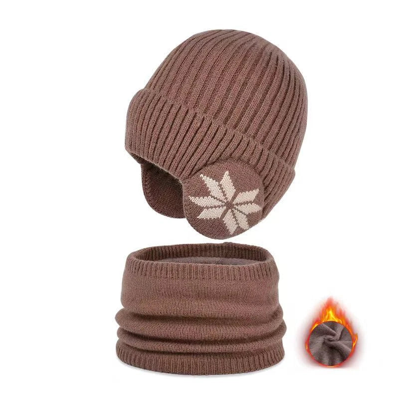 Ensemble 2 Bonnets Tricotés Enfant Doublure Polaire - Chapeau Écharpe Hiver 4-10 Ans