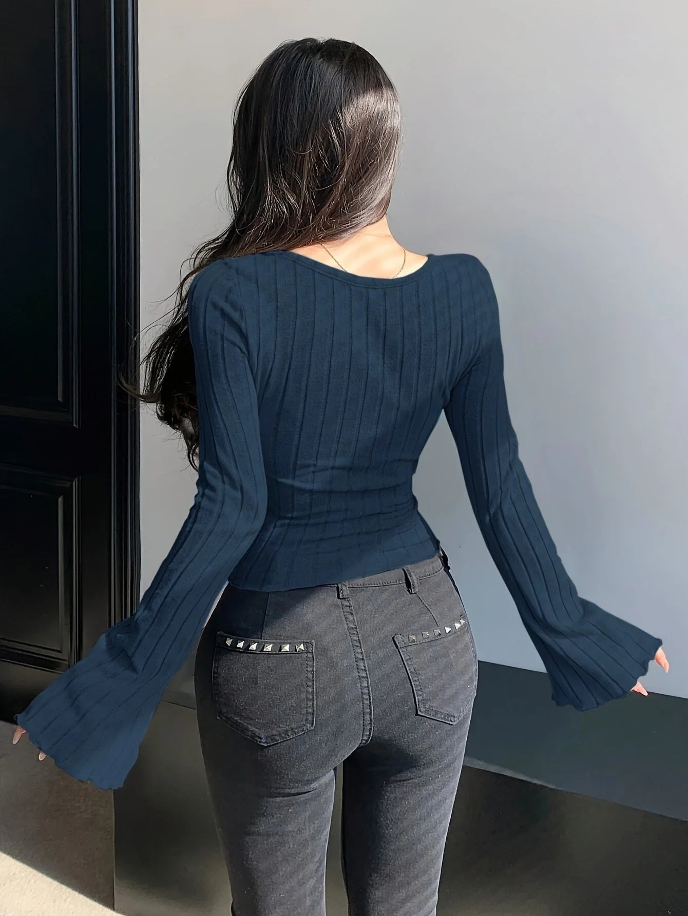 T-Shirt Femme Tricot Col Carré Bretelles - Automne Hiver