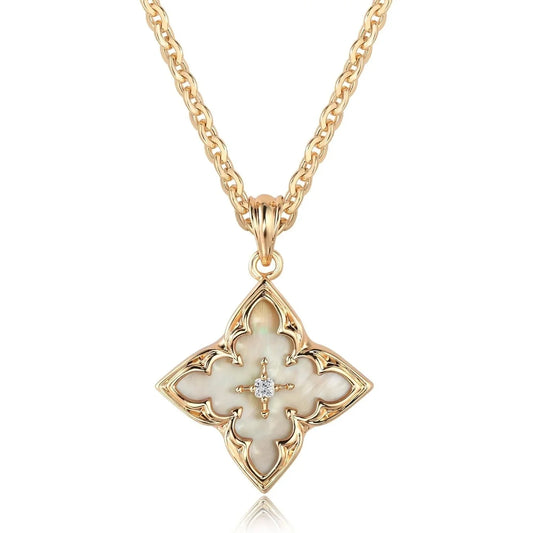Collier Femme Trèfle Or Plaqué CZ - Pendentif Délicat Chaîne Ajustable
