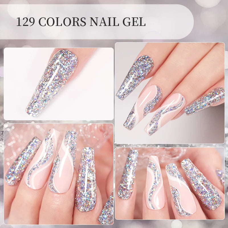 Vernis Gel LILYCUTE Paillettes Sequins Brillant - Couleurs Printemps Été Semi-Permanent UV Soak Off Manucure Nail Art