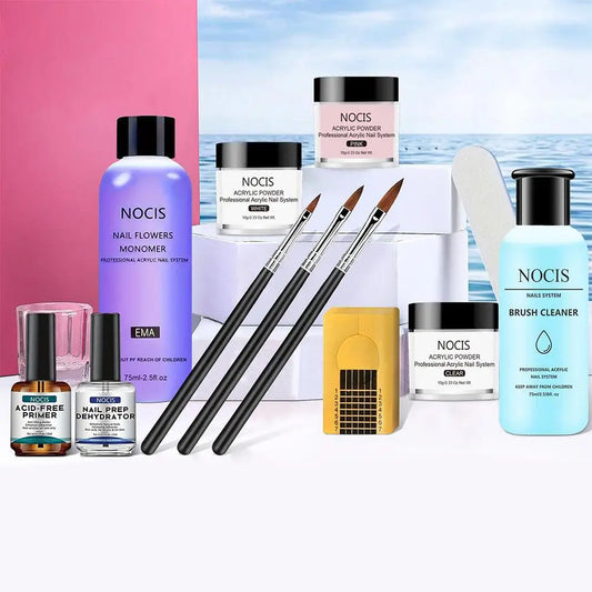 Set Poudre Acrylique EMA Professionnel - Kit Extension Manucure Fournitures Poudre Acrylique Qualité Salon Soin Beauté Ongles