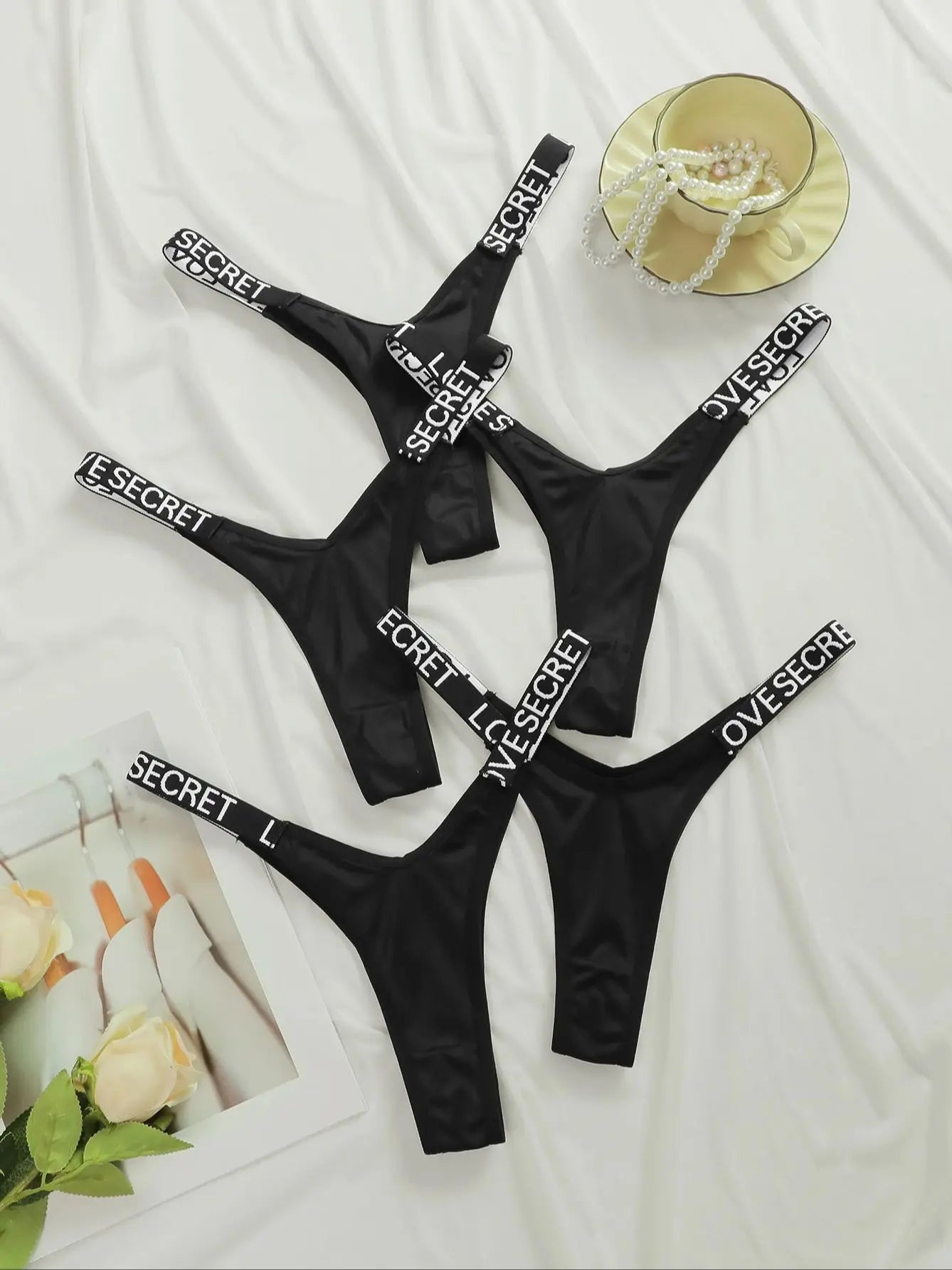 Strings Femme Viomisha Lot 5 Pièces - Taille Basse Sexy Lettres Respirants Lingerie