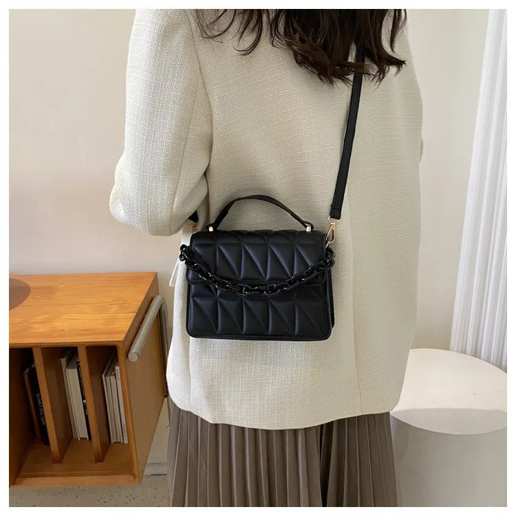 Sac à Main Femme Rétro Petit Carré Chaîne - Épaule Bandoulière Automne Hiver