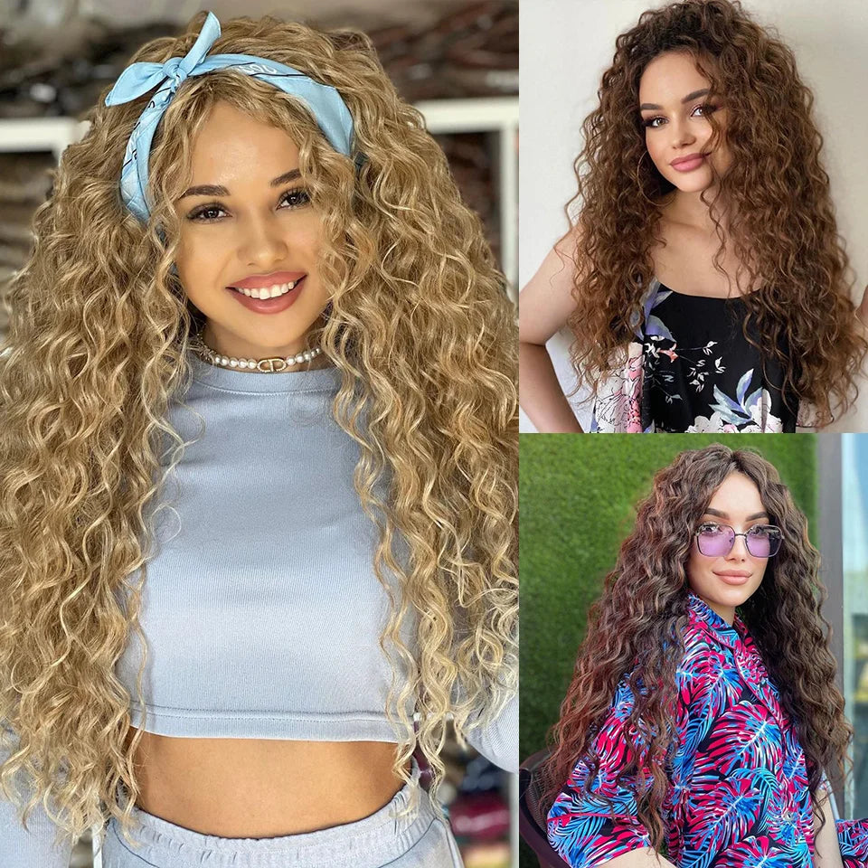 Extension Tresses Hawaii Curly Ocean Wave - Mèches Crochet Synthétiques Afro Bouclées Ombré Rose Water Wave