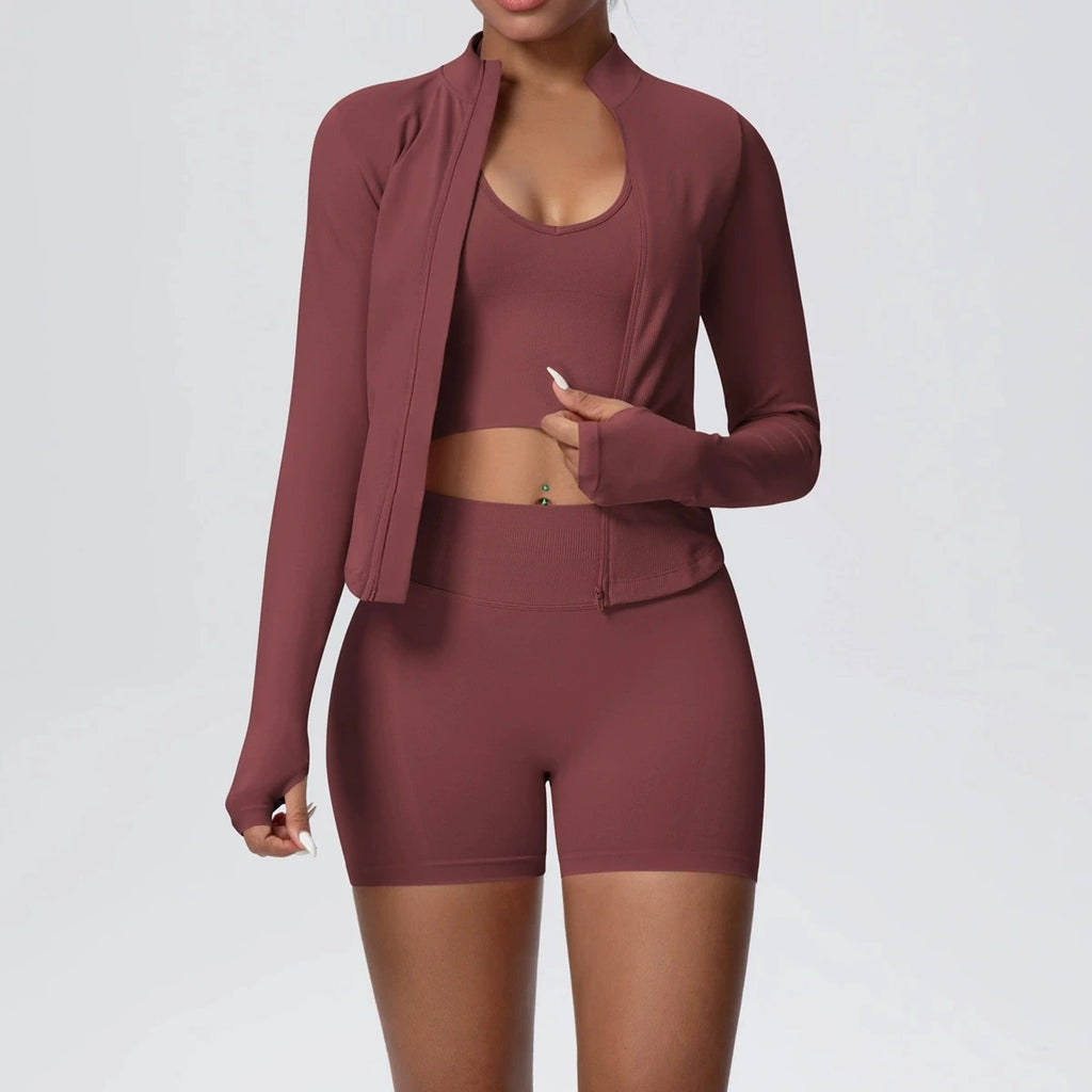 Ensemble Sport Femme 3 Pièces Sans Coutures – Yoga & Fitness