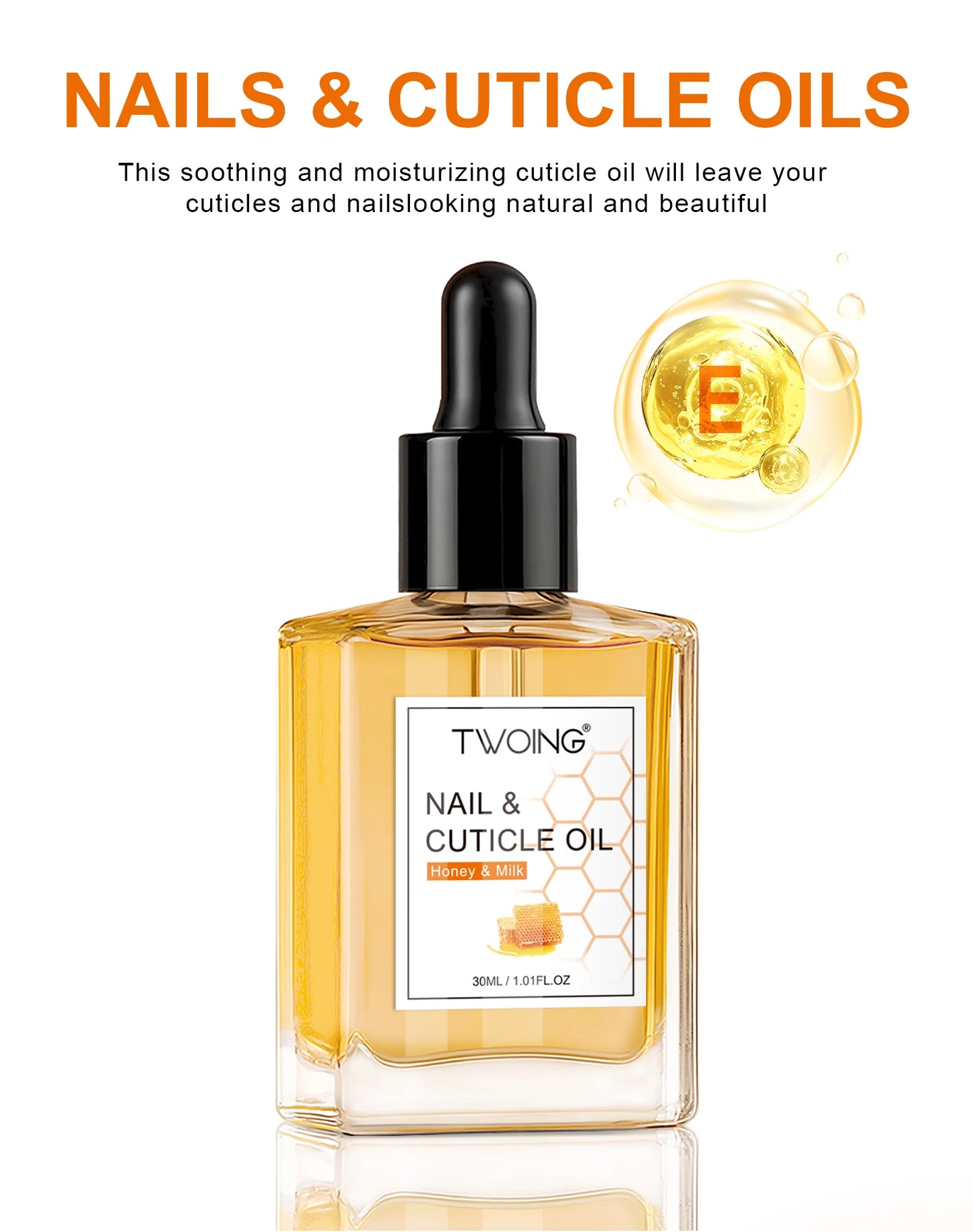 Huile Cuticules TWOING Miel Lait 30ml -Hydratante Ongles Peau Sèche Nutrition Soin