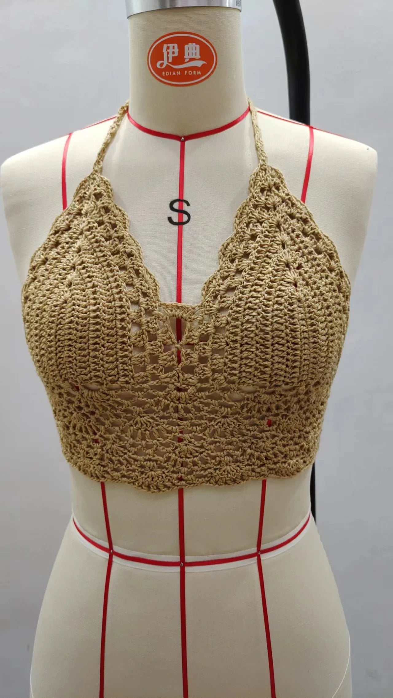 Haut de Bikini Triangle Crochet Ajouré - Top de Maillot de Bain Sexy Noir ou Blanc