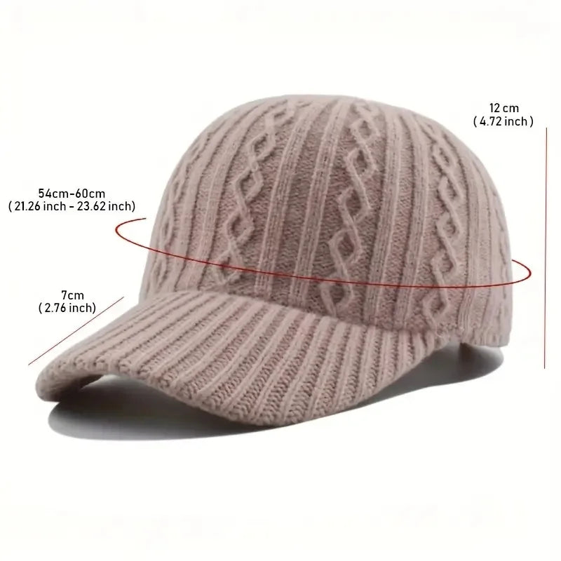 Casquette Baseball Tricotée Tendance Homme Femme - Chapeau Peaked Automne/Hiver Chaud Polyvalent