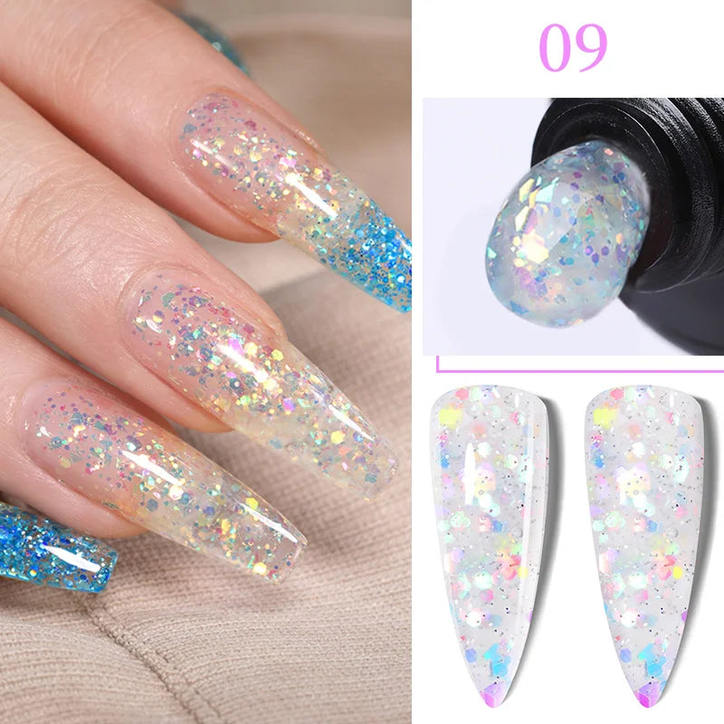 Gel Extension Ongles Paillettes LILYCUTE 15ml - Vernis Semi-Permanent UV Construction Nail Art
