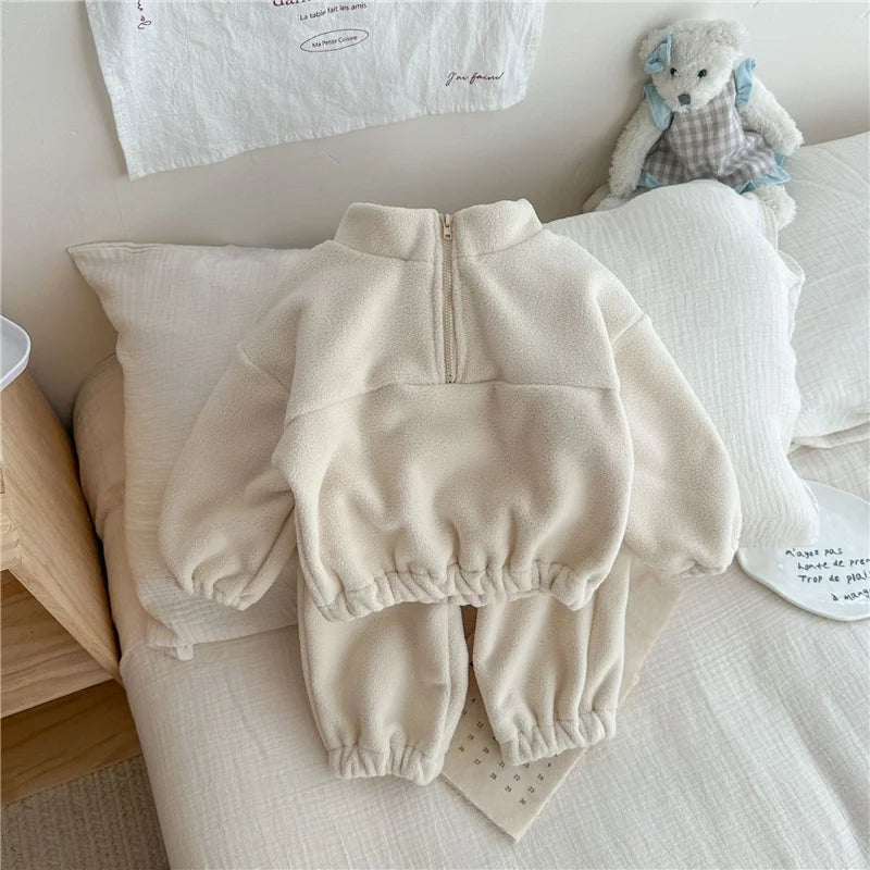 Ensemble Polaire Enfant Hiver 2 Pièces - Sweat Velours + Pantalon Chaud