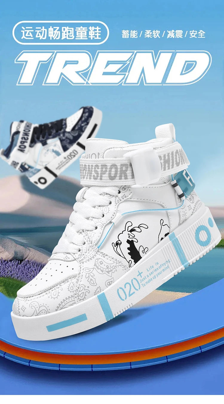 Baskets Montantes Enfant - Chaussures Sport Basketball Garçon Fille Casual Marche 26-37