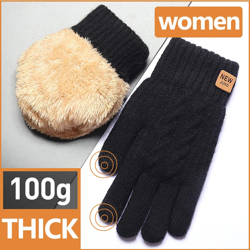 Gants Tactiles Thermiques Femme Tricotés - Doublés Polaire Chauds Hiver Outdoor