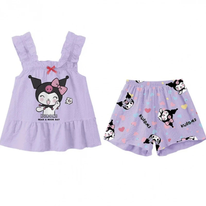 Ensemble Pyjama Enfant Kuromi Cinnamoroll - Set Cartoon Manches Courtes Été
