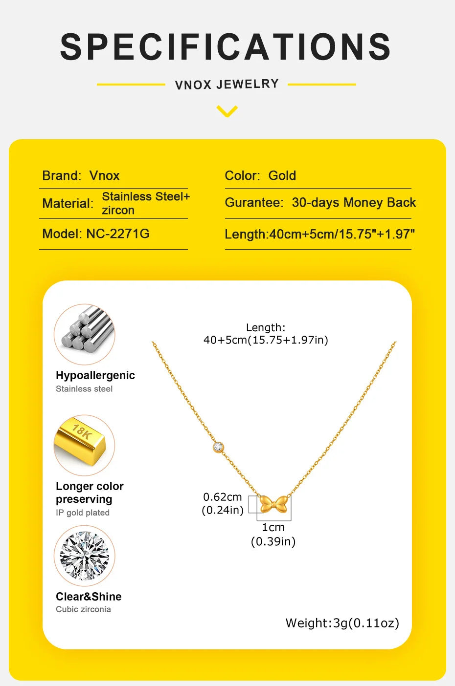 Bracelet Cheville Papillon Vnox Acier Inoxydable - Anklet Zircon Nœud Bijou Femme Fille