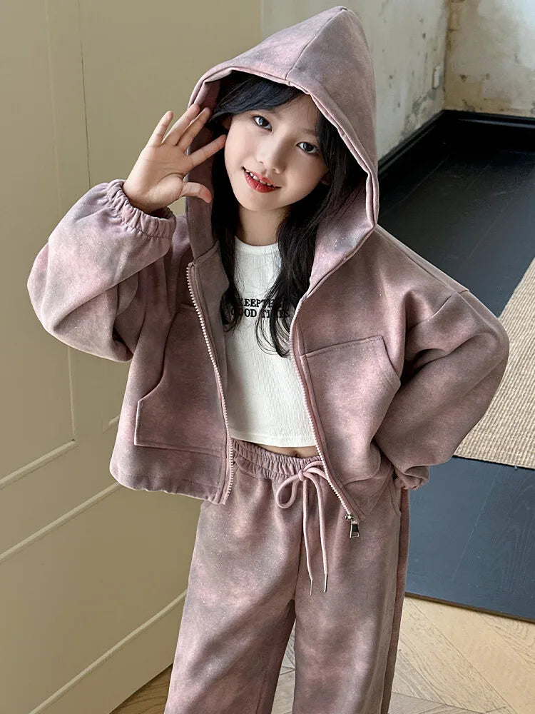 Ensemble Sport Fille Tie-Dye - Veste + Pantalon Ado