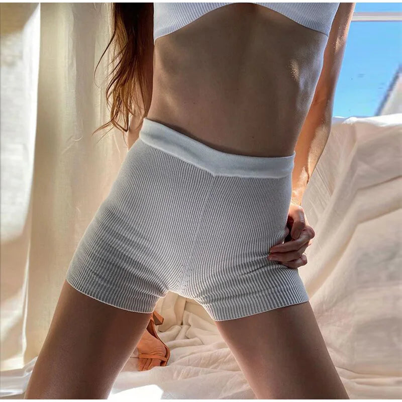 Short Tricot Coton Taille Haute Femme - Yoga Casual