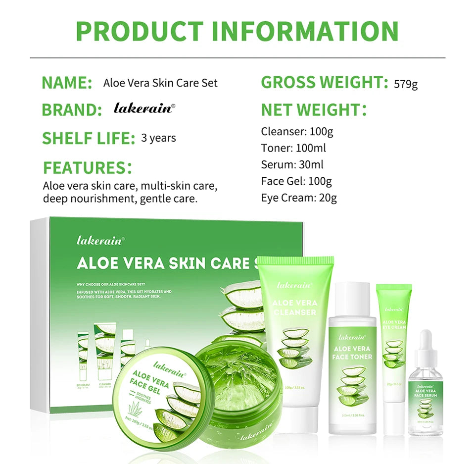 Coffret Soin Visage Aloe Vera Multi-Soins - Hydratation Profonde Nourrissant Éclaircissant Illuminateur Peau Douce
