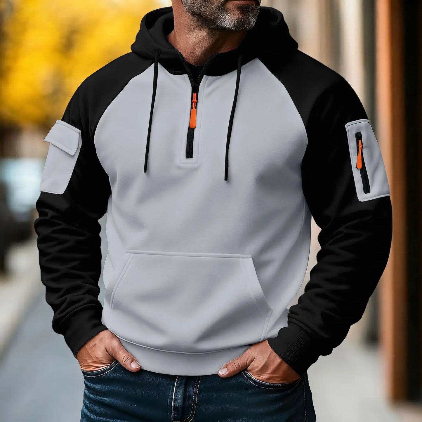 Sweat Homme Capuche Zip Poches - Workwear Sport Automne