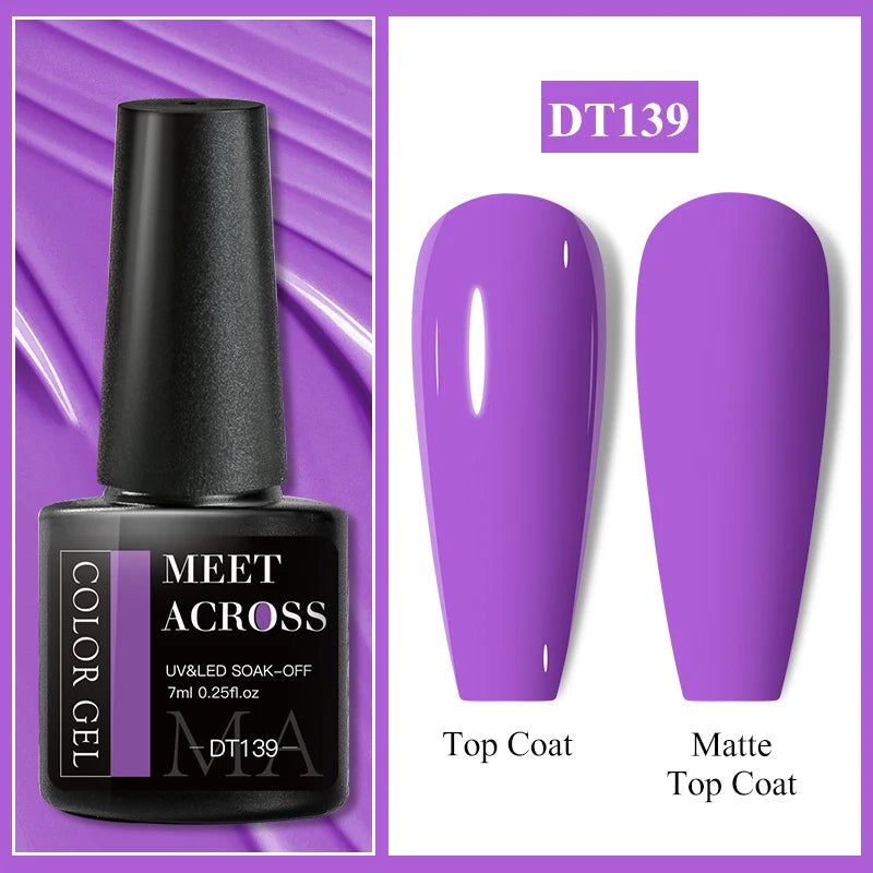Vernis Gel Base Caoutchouc MEET ACROSS 7ml - Thermochrome Paillettes Gradient UV Manucure Longue Tenue