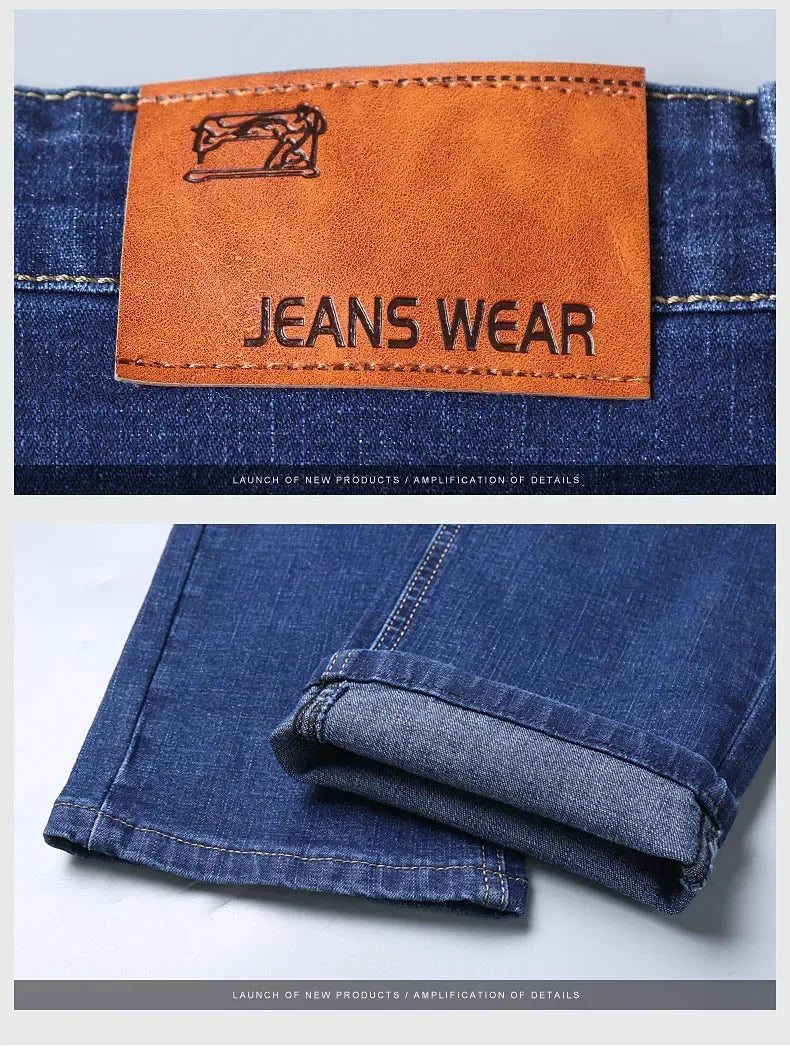 Jean Droit Classique Homme - Noir ou Bleu Micro-Élastique