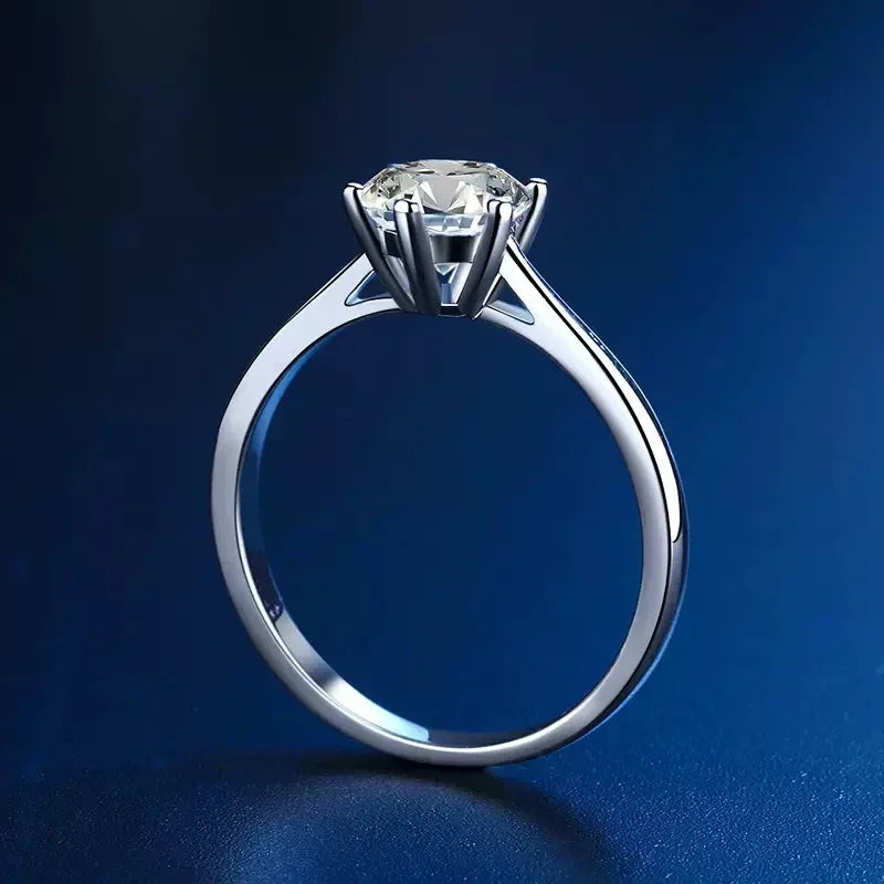 Bague Moissanite 0.3ct Femme - Argent 925 Plaqué Or Anneau Éternité Mariage