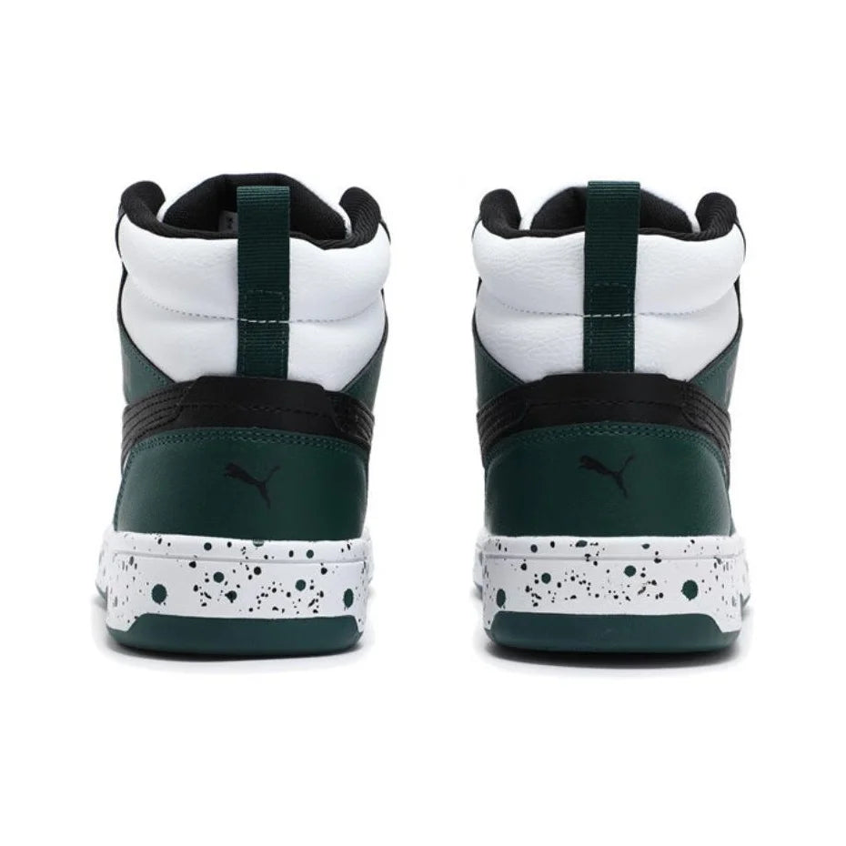 Baskets Puma Rebound V6 Mixte 400849-01 - Mid-Top Skate Résistantes Blanc Vert