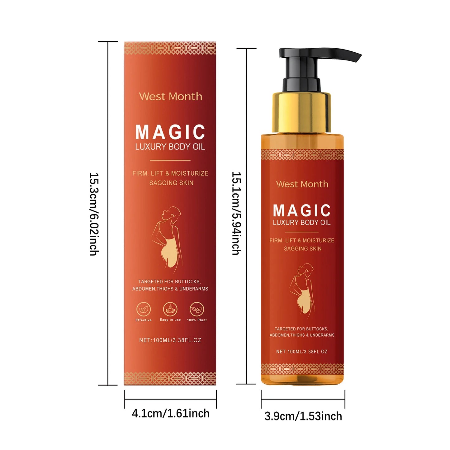 Huile Corps Luxe Magic - Hydratante Profonde Peau Sèche Raffermissante Poitrine Cuisses Réparatrice Nourrissante