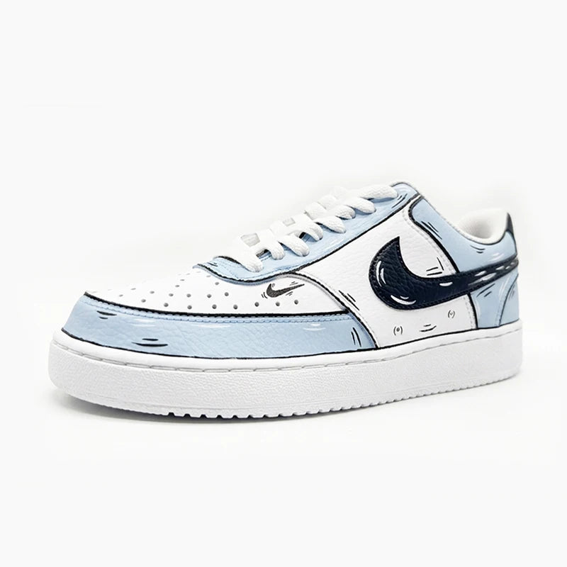 Sneakers Nike Court Vision Custom – Design Lignes Couple Unisexe Rétro Basse