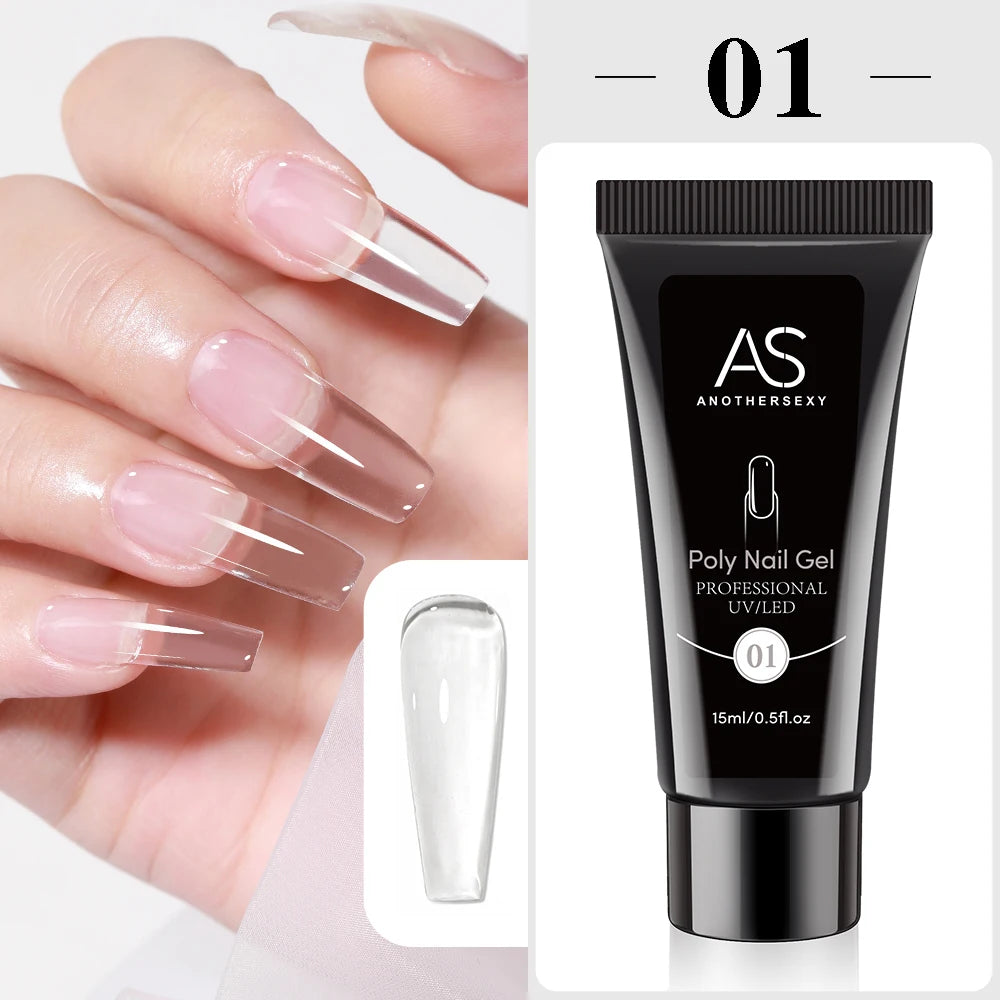 Gel Extension Ongles 15ml Poly Gel Acrylique UV LED Construction Rapide Modèle Cristal Sans Douleur Vernis Colle
