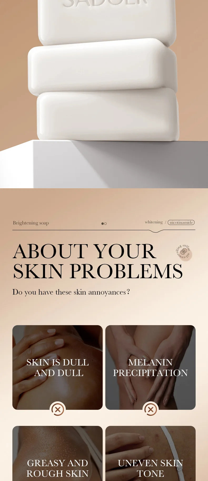 Savon Visage SADOER Niacinamide Arbutine - Hydratant Éclaircissant Nettoyage Profond Corps Mousse Artisanal