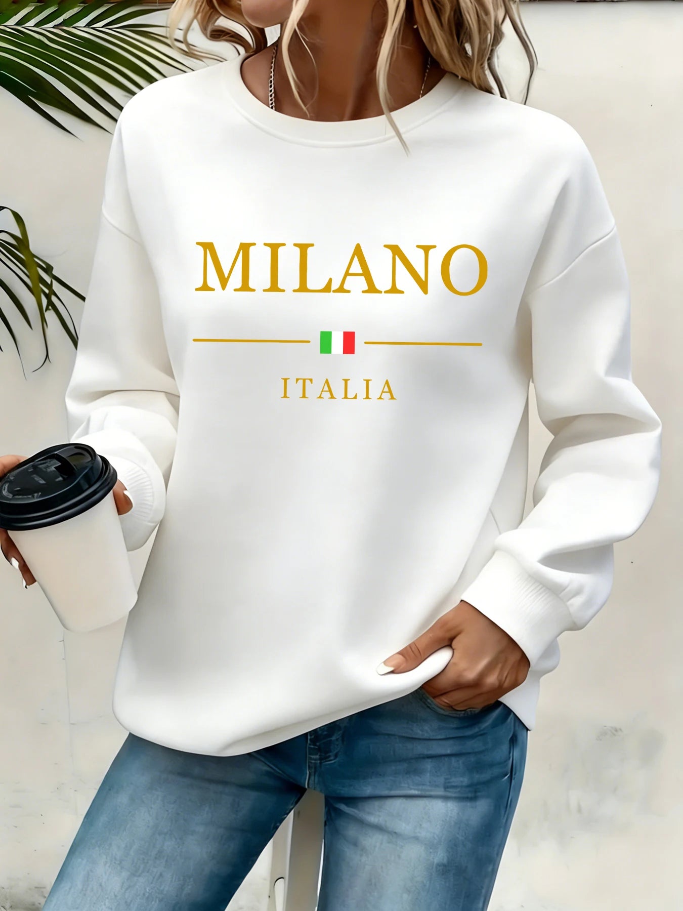 Sweatshirt Femme Milano Italien - Col Rond Chaud Streetwear