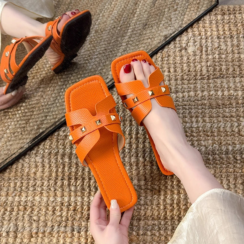 Mules Femme Luxe Plage Été - Sandales Plates Légères Grande Taille Slides