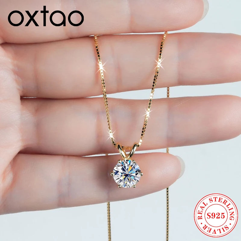 Collier Pendentif Moissanite Solitaire 0.5-5ct - D VVS1 Argent 925 Chaîne Clavicule Luxe Cadeau Femme